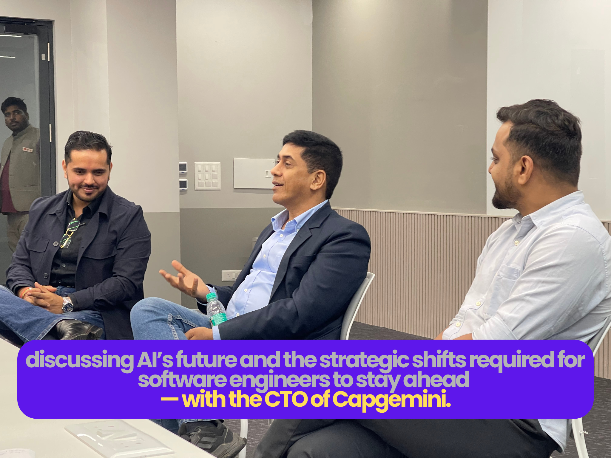 Puru Kathuria discussing AI’s future and the strategic shifts required for software engineers with the CTO of Capgemini