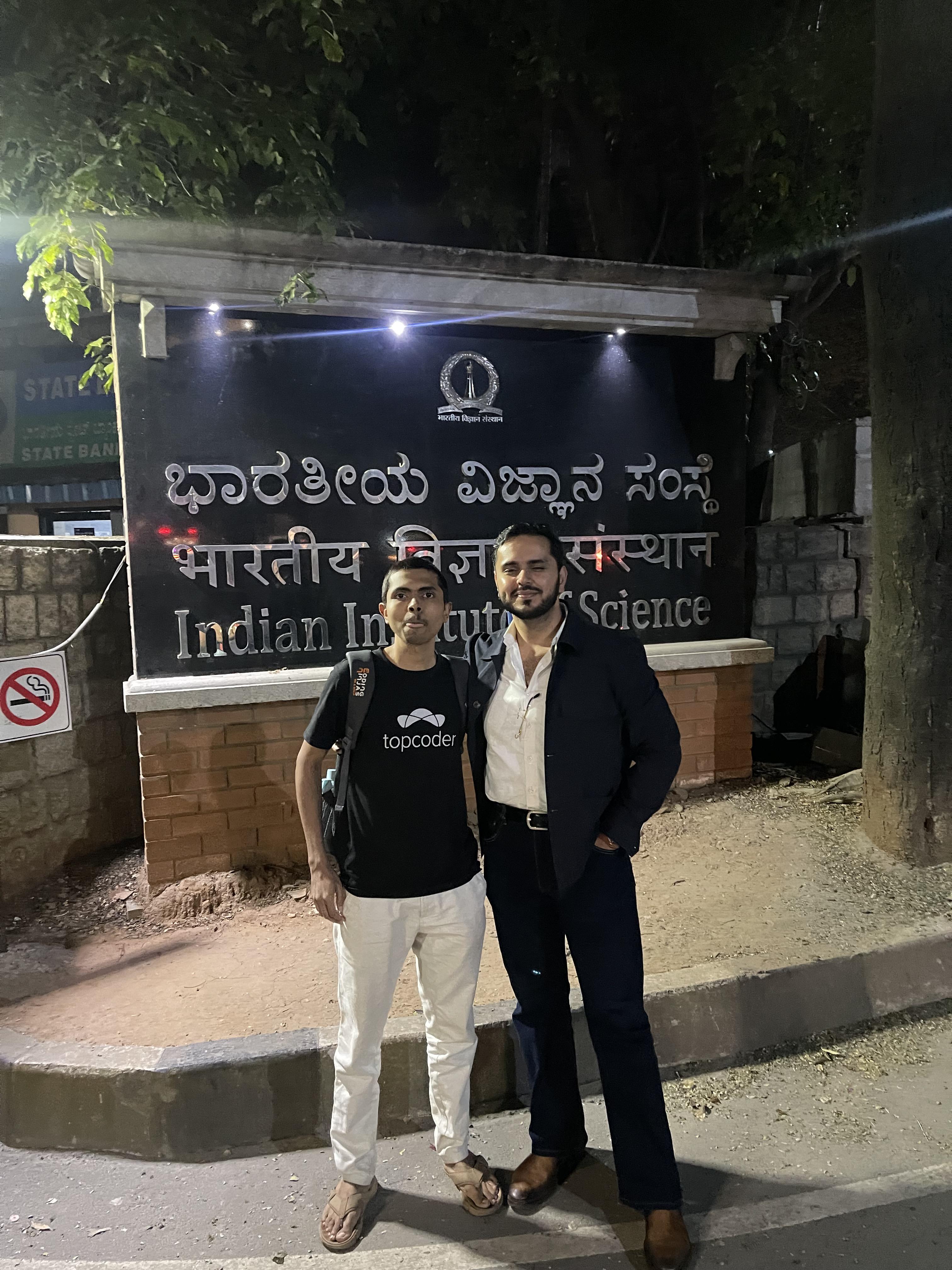 Puru Kathuria with TopCoders of India at IISc Bengaluru